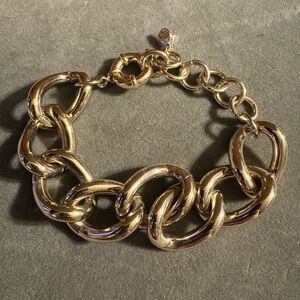 Chunky Gold Tone Lands End Chain Bracelet